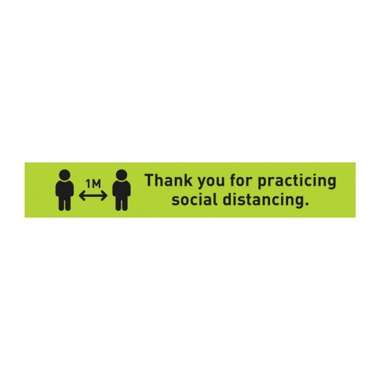 Covid-19 Floor Sticker Thank you for practicing social distancing 30x5cm Apple Green 3pcs
